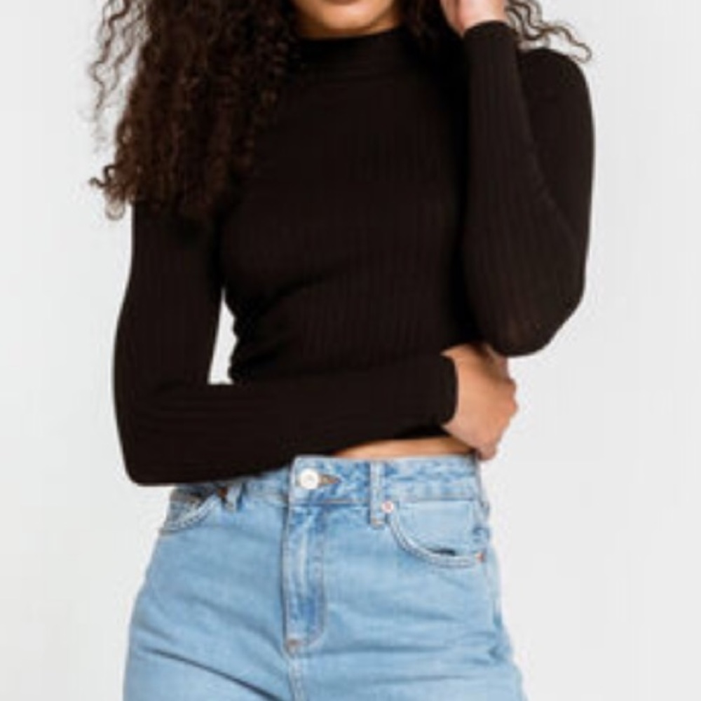 Full Tilt Womens Black Mock Neck Top